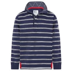 Lazy Jacks Men’s ¼ Zip Sweatshirt - Striped Grey Marl