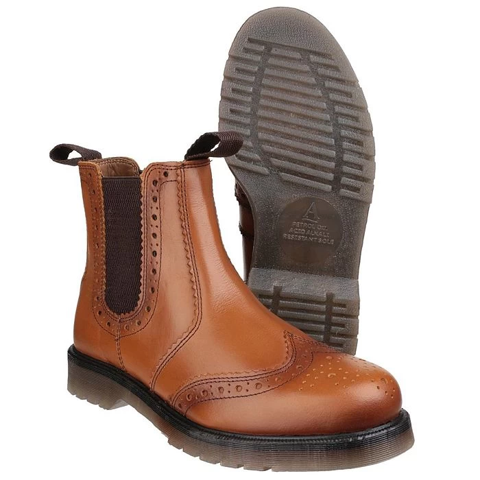 Amblers Unisex Dalby Brogue Dealer Boots – Tan 4 Amblers Unisex Dalby Brogue Dealer Boots – Tan - Image 4