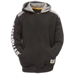 CAT Men’s Logo Panel Hoodie - Black -Fashionable Man 810263