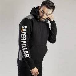 CAT Men’s Logo Panel Hoodie - Black