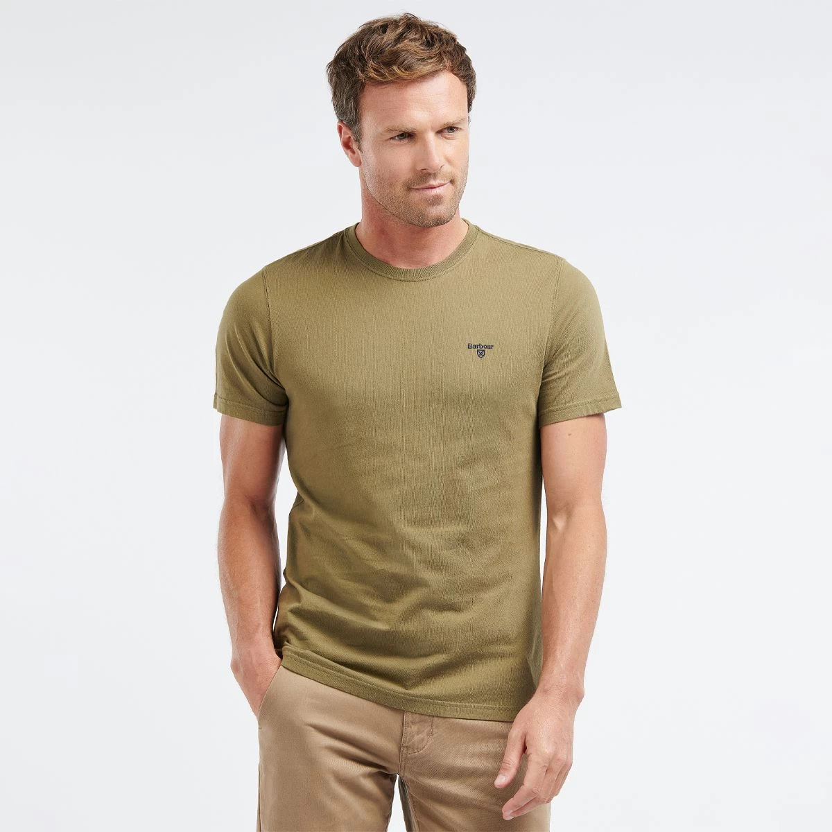 Barbour Men's Essential Sports T-Shirt - Mid Olive 1 Barbour Men's Essential Sports T-Shirt - Mid Olive