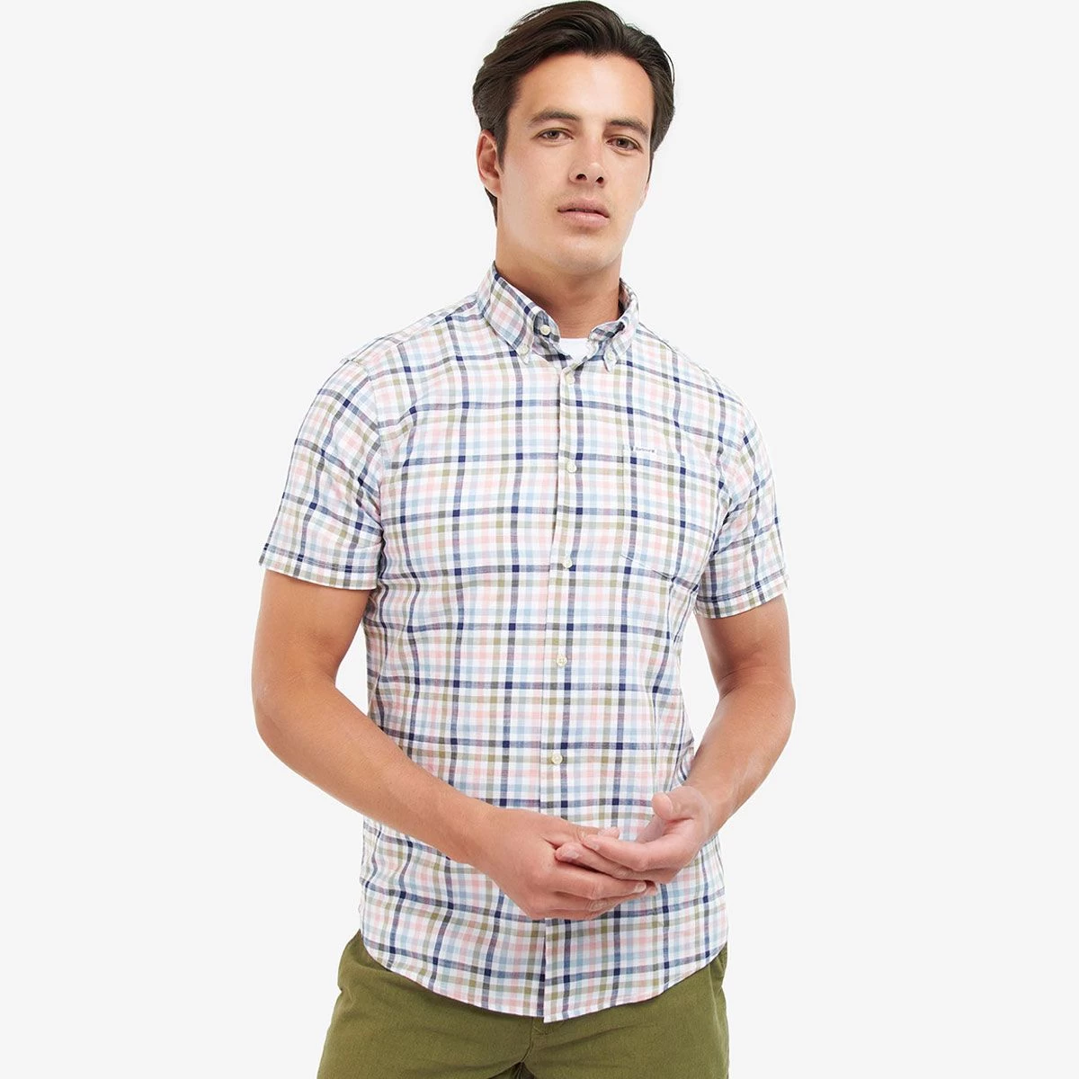 Barbour Men's Kinson Tailored Short Sleeve Shirt - Pink 1 Barbour Men's Kinson Tailored Short Sleeve Shirt - Pink