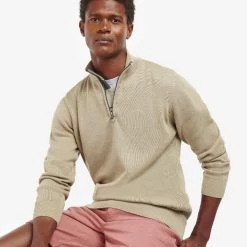 Barbour Men's Cotton Half Zip Sweater - Stone 9 Barbour Men's Cotton Half Zip Sweater - Stone -Fashionable Man barbour men s cotton half zip sweater stone 1