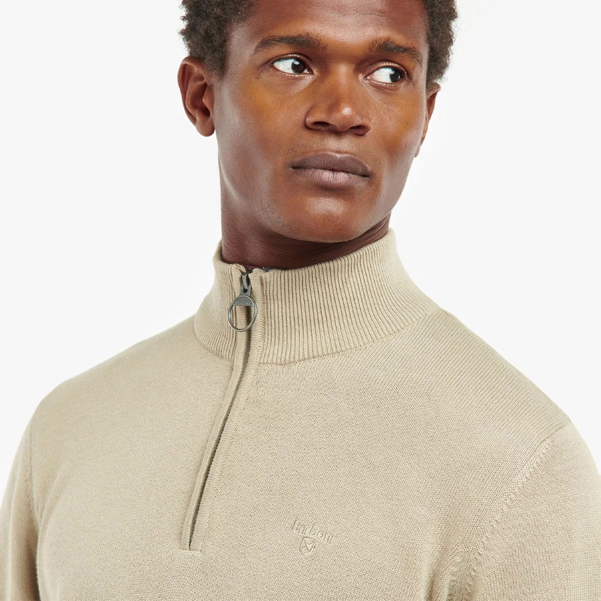 Barbour Men's Cotton Half Zip Sweater - Stone 6 Barbour Men's Cotton Half Zip Sweater - Stone - Image 6