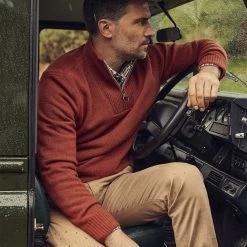 Barbour Men’s Nelson Essential Half Zip Jumper – Brick Red -Fashionable Man barbour nelson ess 1 2 zip b rd 10