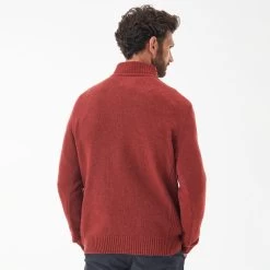 Barbour Men’s Nelson Essential Half Zip Jumper – Brick Red -Fashionable Man barbour nelson ess 1 2 zip b rd 4