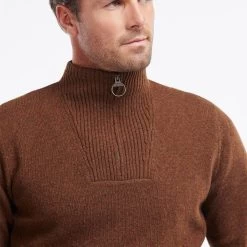 Barbour Men’s Nelson Essential Half Zip Jumper – Dark Sand -Fashionable Man barbour nelson ess 1 4 zip sand 5