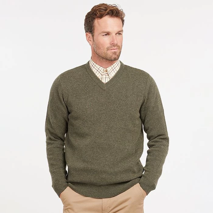 Barbour Men’s Nelson Essential V Neck Jumper - Seaweed 2 Barbour Men’s Nelson Essential V Neck Jumper - Seaweed - Image 2