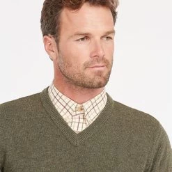 Barbour Men’s Nelson Essential V Neck Jumper - Seaweed 10 Barbour Men’s Nelson Essential V Neck Jumper - Seaweed -Fashionable Man barbour nelson essential jumper olive 5