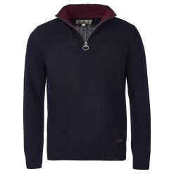 Barbour Men’s Nelson Essential Half Zip Jumper - Navy -Fashionable Man barbour nelson half zip navy 2