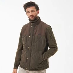 Barbour Men's Rennison Quilted Gilet - Dark Olive -Fashionable Man barbour rennison gilet dk olive 1 1