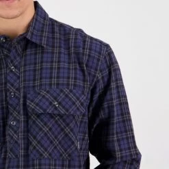 Swanndri Men's Barn Yarn Dye Shirt - Blue -Fashionable Man barn yarn dye shirt blue 5