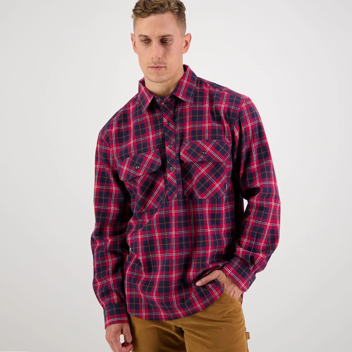 Swanndri Men's Barn Yarn Dye Shirt - Red 7 Swanndri Men's Barn Yarn Dye Shirt - Red - Image 7