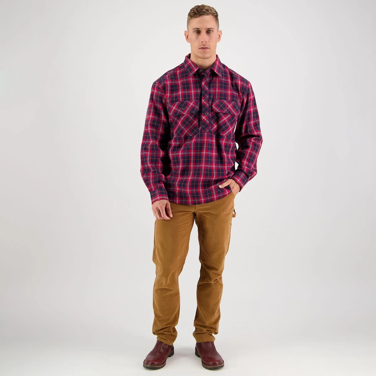 Swanndri Men's Barn Yarn Dye Shirt - Red 6 Swanndri Men's Barn Yarn Dye Shirt - Red - Image 6