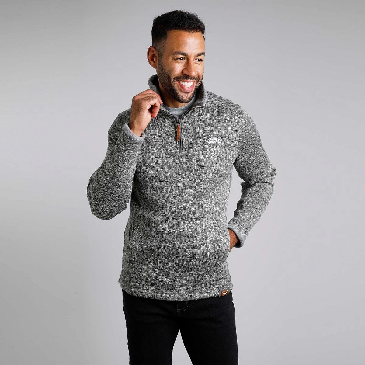 Weird Fish Men’s Beaufort ¼ Zip Fleece – Burnt Olive 1 Weird Fish Men’s Beaufort ¼ Zip Fleece – Burnt Olive