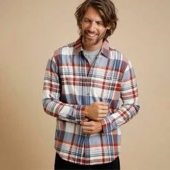 Weird Fish Men’s Broxton Herringbone Check Shirt – Mid Blue -Fashionable Man broxton ls chck shirt mid blue 1 1