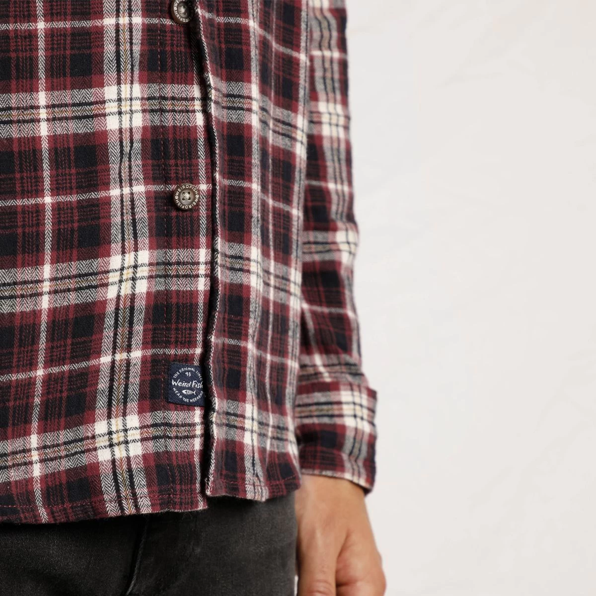 Weird Fish Men's Broxton Long Sleeved Check Shirt - Foxberry 7 Weird Fish Men's Broxton Long Sleeved Check Shirt - Foxberry - Image 7