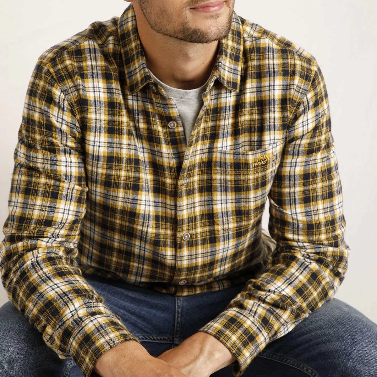 Weird Fish Men's Broxton Long Sleeved Check Shirt - Mustard 4 Weird Fish Men's Broxton Long Sleeved Check Shirt - Mustard - Image 4