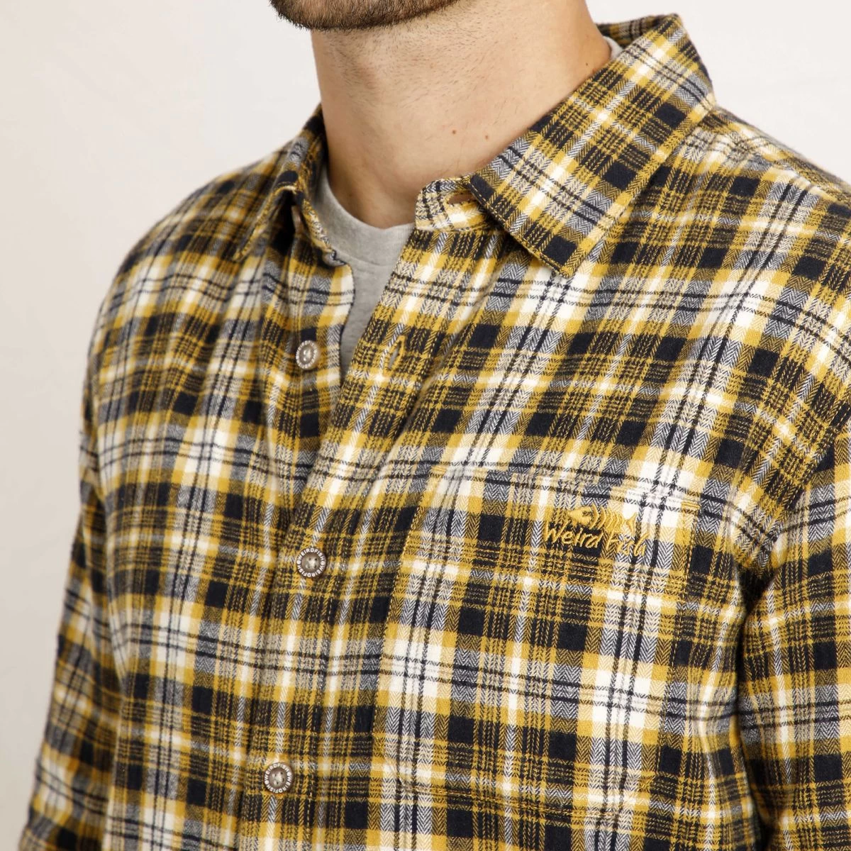 Weird Fish Men's Broxton Long Sleeved Check Shirt - Mustard 7 Weird Fish Men's Broxton Long Sleeved Check Shirt - Mustard - Image 7