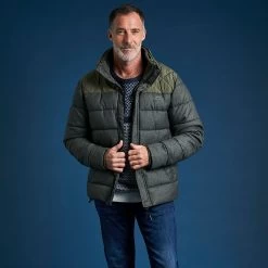 Weird Fish Men’s Bryson Puffer Jacket - Dark Olive -Fashionable Man bryson puffer jacket dark olive 3 1