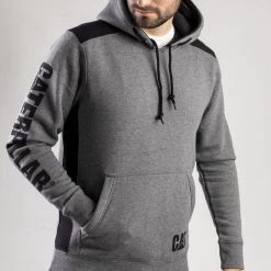 CAT Men’s Logo Panel Hoodie - Heather Grey