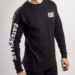 CAT Men’s Trademark Banner Long Sleeve T-Shirt – Black -Fashionable Man cat men s trademark banner long sleeve t shirt black 1