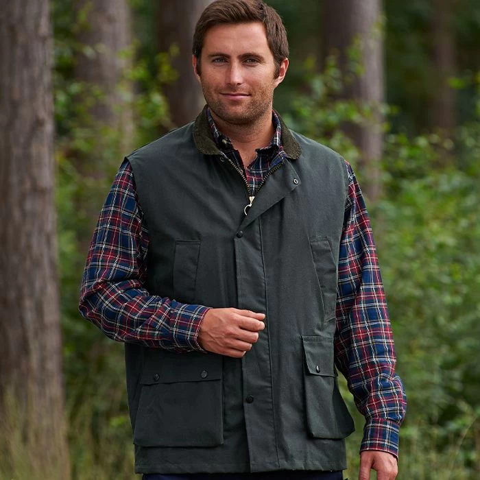 Champion Men’s Lanark Wax Waistcoat – Olive 4 Champion Men’s Lanark Wax Waistcoat – Olive - Image 4