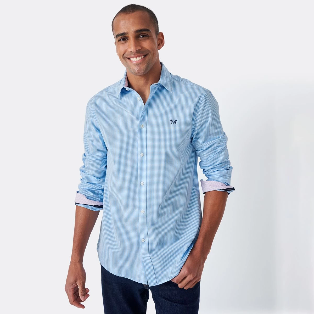 Crew Clothing Men's Micro Gingham Classic Fit Shirt - Sky Blue 5 Crew Clothing Men's Micro Gingham Classic Fit Shirt - Sky Blue - Image 5