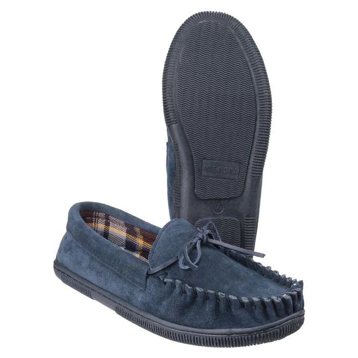 Cotswold Men’s Alberta Moccasin Slippers – Navy 3 Cotswold Men’s Alberta Moccasin Slippers – Navy - Image 3