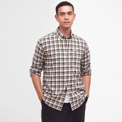 Barbour Men's Turville Regular Shirt - Ecru Marl -Fashionable Man ecru shirt 2 1