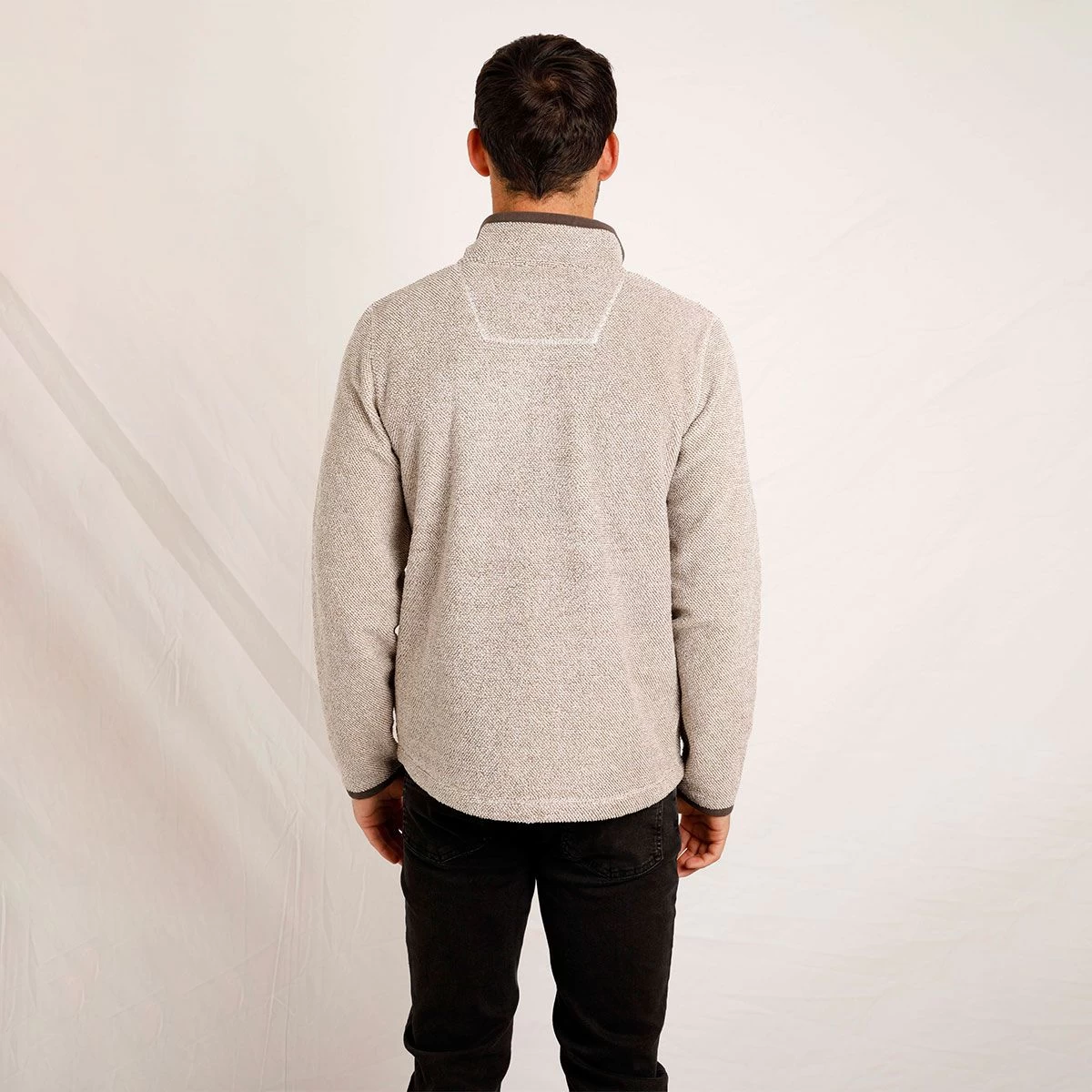 Weird Fish Men's Errill ¼ Textured Zip Fleece - Ecru 4 Weird Fish Men's Errill ¼ Textured Zip Fleece - Ecru - Image 4