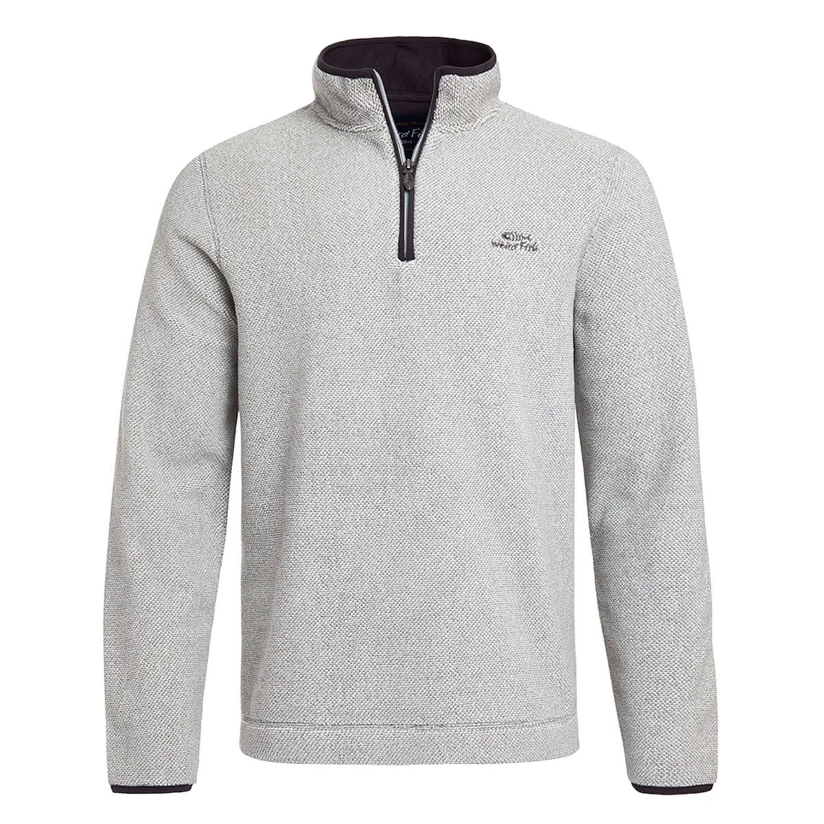 Weird Fish Men's Errill ¼ Textured Zip Fleece - Ecru 6 Weird Fish Men's Errill ¼ Textured Zip Fleece - Ecru - Image 6
