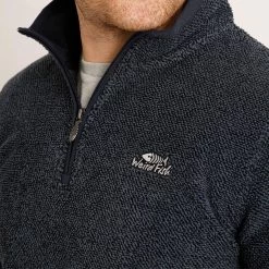 Weird Fish Men's Errill ¼ Textured Zip Fleece - Navy -Fashionable Man errill 14 zip fleece navy 1