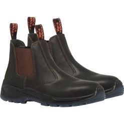Hard Yakka Men’s Banjo Safety Slip-On Leather Dealer Boots – Brown