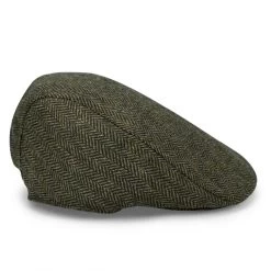 Hoggs Of Fife Herringbone Waterproof Tweed Cap - Green