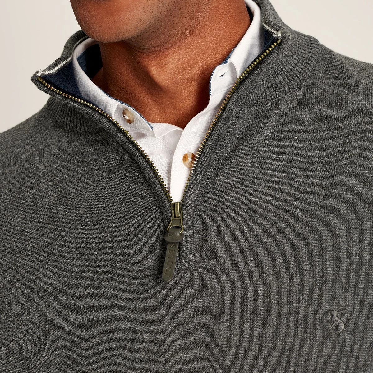 Joules Men's Hillside Quarter Zip - Grey Marl 3 Joules Men's Hillside Quarter Zip - Grey Marl - Image 3
