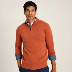 Joules Men's Hillside Quarter Zip - Orange Marl