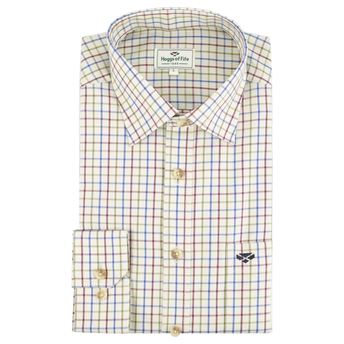 Hoggs Of Fife Inverness Cotton Tattersall Shirt - Wine/Blue/Green 3 Hoggs Of Fife Inverness Cotton Tattersall Shirt - Wine/Blue/Green - Image 3