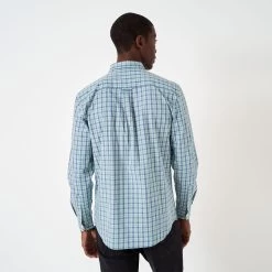 Crew Clothing Men's James Washed Poplin Check Shirt - Indigo/Sand/Trellis 9 Crew Clothing Men's James Washed Poplin Check Shirt - Indigo/Sand/Trellis -Fashionable Man japser wshed popln chk indsndtrl 3