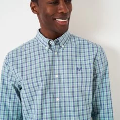 Crew Clothing Men's James Washed Poplin Check Shirt - Indigo/Sand/Trellis 10 Crew Clothing Men's James Washed Poplin Check Shirt - Indigo/Sand/Trellis -Fashionable Man japser wshed popln chk indsndtrl 4