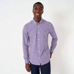 Crew Clothing Men's Jasper Washed Poplin Check Shirt - White/Navy/Red -Fashionable Man japser wshed popln chk whtnvyrd 1 1
