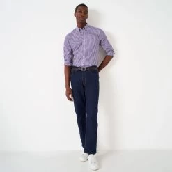 Crew Clothing Men's Jasper Washed Poplin Check Shirt - White/Navy/Red -Fashionable Man japser wshed popln chk whtnvyrd 2