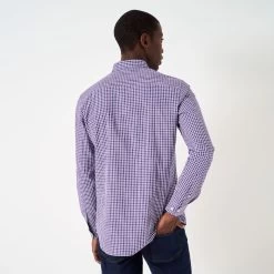 Crew Clothing Men's Jasper Washed Poplin Check Shirt - White/Navy/Red -Fashionable Man japser wshed popln chk whtnvyrd 3