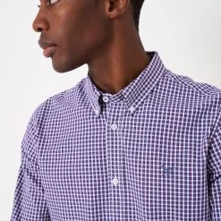 Crew Clothing Men's Jasper Washed Poplin Check Shirt - White/Navy/Red -Fashionable Man japser wshed popln chk whtnvyrd 4