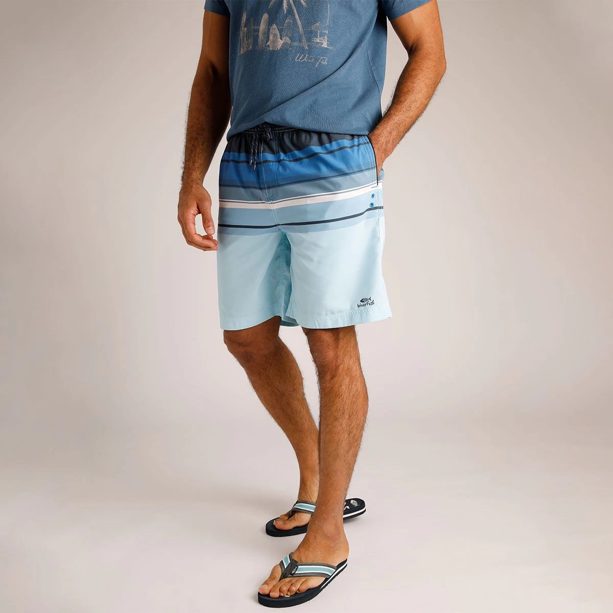 Weird Fish Men's Lucknow Striped Board Shorts - Blue Sapphire 1 Weird Fish Men's Lucknow Striped Board Shorts - Blue Sapphire