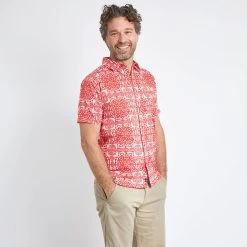 Weird Fish Men’s Malibu Shirt– Hot Coral
