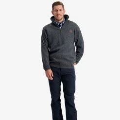 Swanndri Men's Mariner ¼ Zip Sweater - Charcoal -Fashionable Man mariner 14 zip nck sweater cha 1