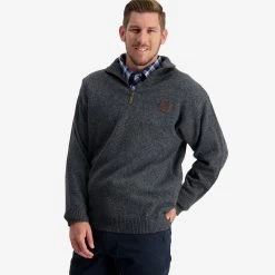 Swanndri Men's Mariner ¼ Zip Sweater - Charcoal -Fashionable Man mariner 14 zip nck sweater cha 3