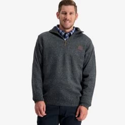 Swanndri Men's Mariner ¼ Zip Sweater - Charcoal -Fashionable Man mariner 14 zip nck sweater cha 4 1