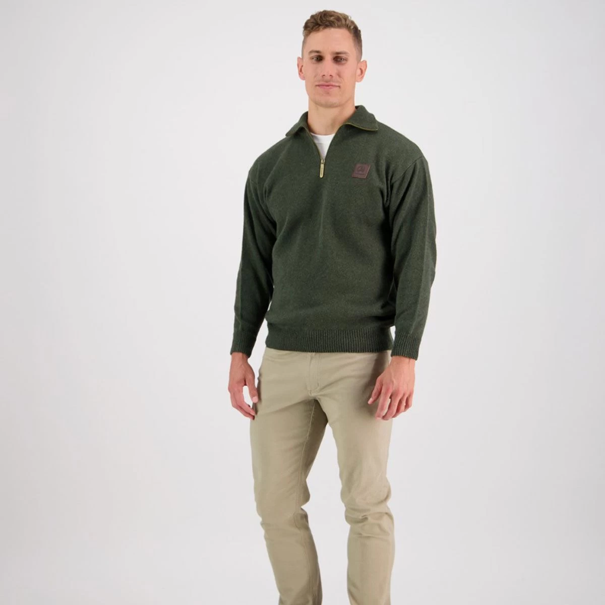 Swanndri Men's Mariner ¼ Zip Sweater - Olive 7 Swanndri Men's Mariner ¼ Zip Sweater - Olive - Image 7